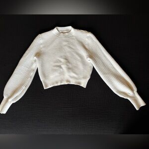 White Ribbed Knit Sweater